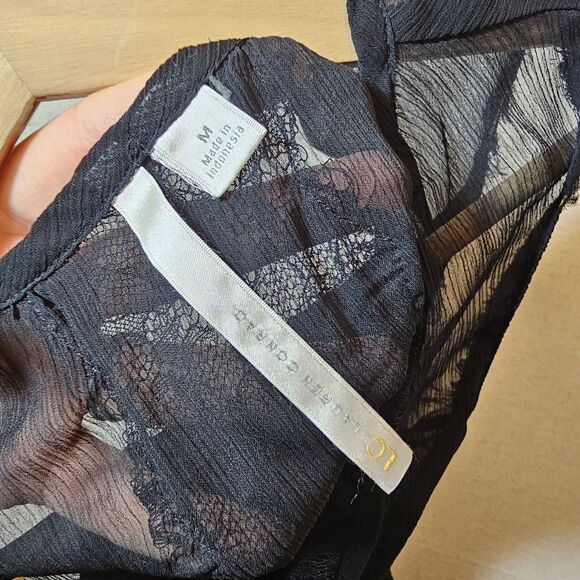LC Lauren Conrad Black Sheer “Patched & Pieced” Lace Tank Top Whimsygoth Medium - Picture 10 of 11